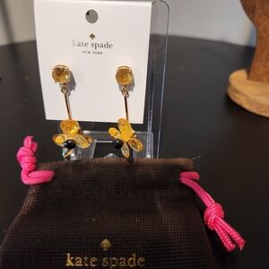 Kate Spade Gold and Black Flower Earrings